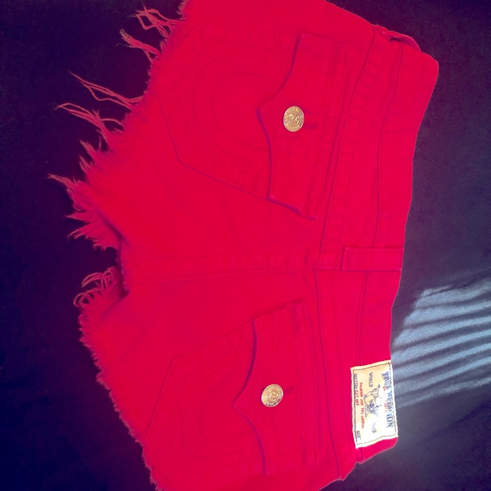 True religion hot pink shorts